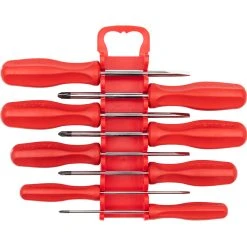 TEKTON [41]Hard Handle Screwdriver Set With Holder, 8-Piece (#0-#3, 1/8-5/16 In.)
