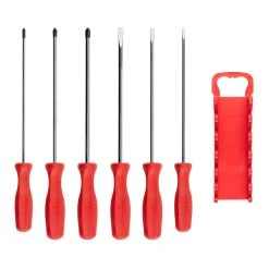 TEKTON [44]Long Hard Handle Screwdriver Set With Holder, 6-Piece (#1-#3, 3/16-5/16 In.) -TEKTON Shop DRV42506 3