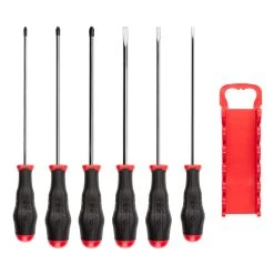 TEKTON [10]Long High-Torque Screwdriver Set With Holder, 6-Piece (#1-#3, 3/16-5/16 In.) -TEKTON Shop DRV43506 3